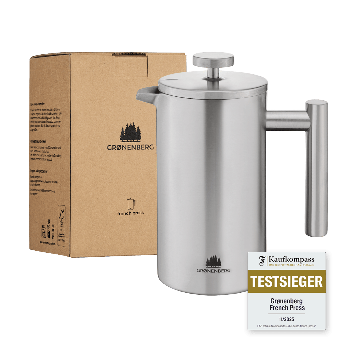 Edelstahl French Press 0,35 bis 1 Liter inkl. Ersatz-Filter