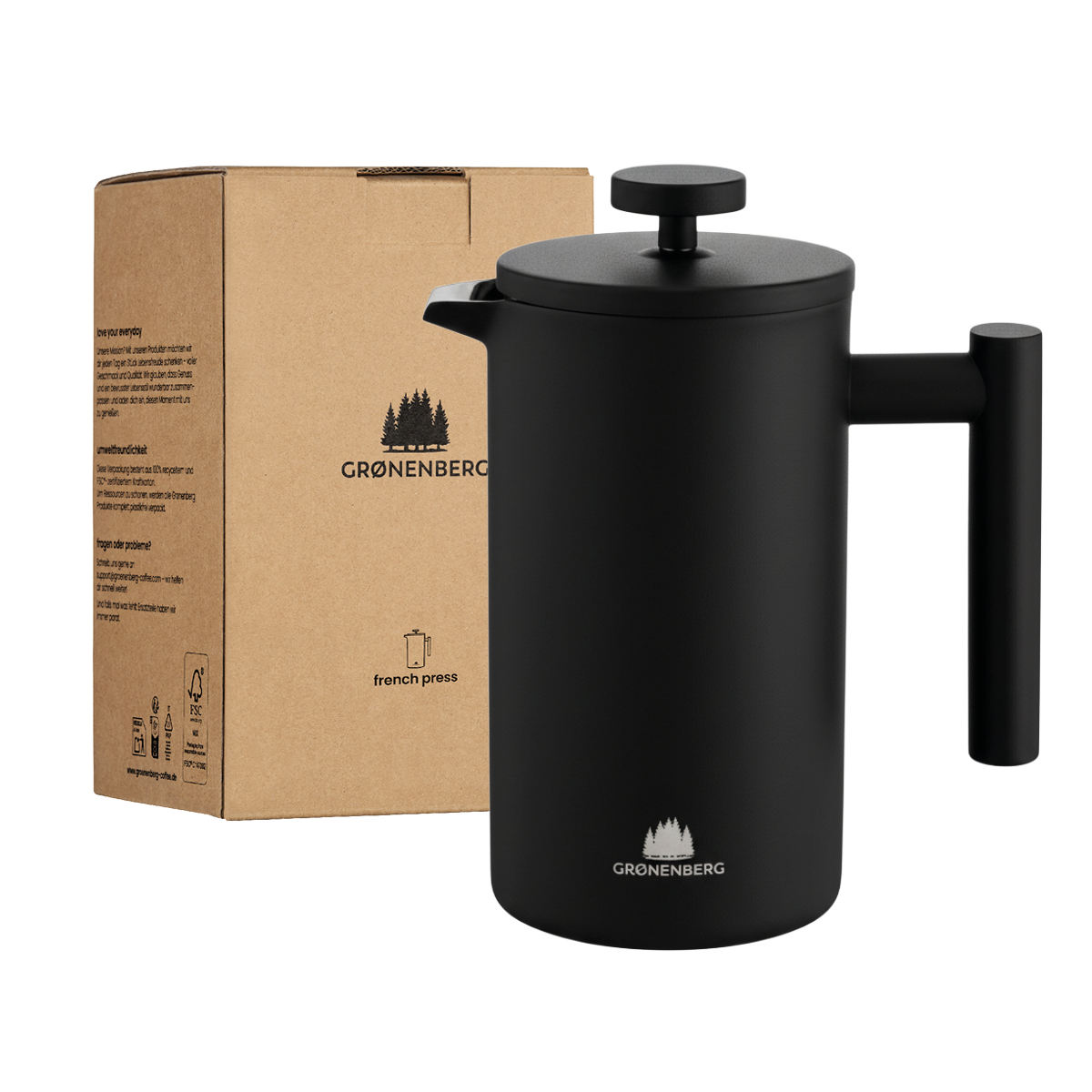 Edelstahl French Press Black 0,6 oder 1 Liter inkl. Ersatz-Filter