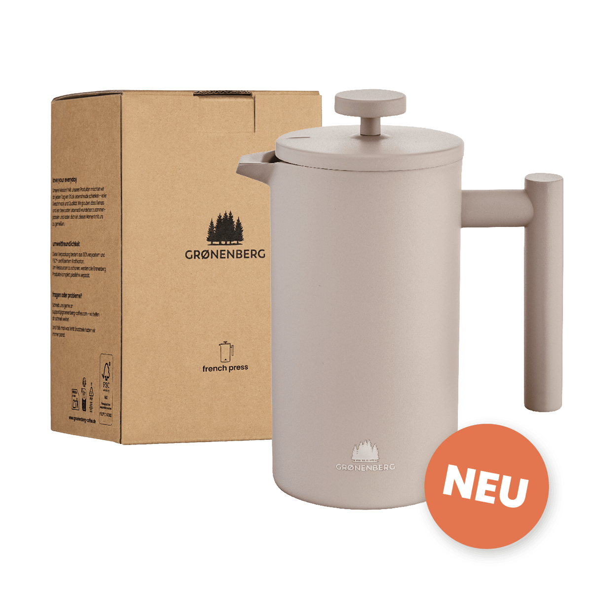 Edelstahl French Press Earth 0,6 oder 1 Liter inkl. Ersatz-Filter