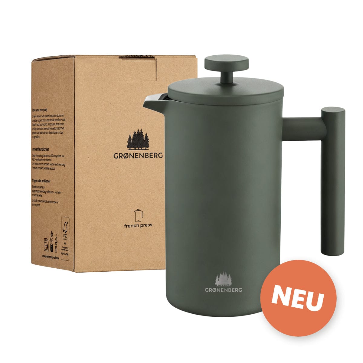 Edelstahl French Press Forest 0,6 oder 1 Liter inkl. Ersatz-Filter