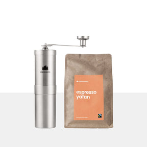Spar Set #5: Kaffeemühle manuell + Bio Kaffee- oder Espressobohnen 250g