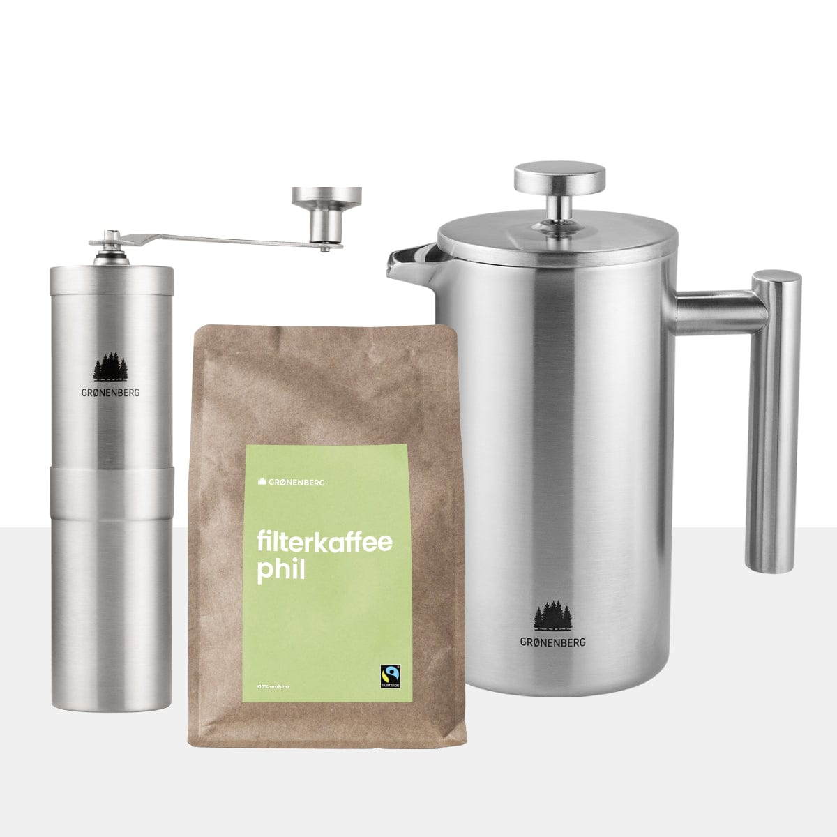 Spar Set 1 Bio Kaffeebohnen (250g) + Kaffeemühle + French Press