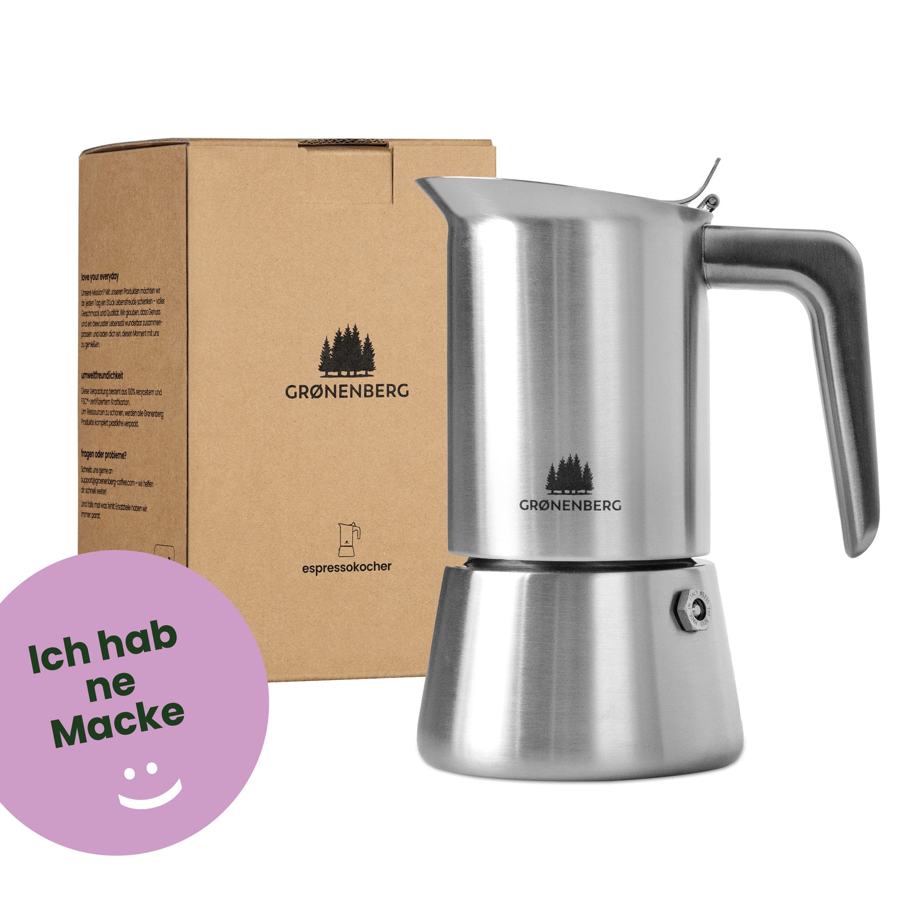 Second Chance Espressokocher aus 100% Edelstahl 4 oder 6 Tassen (200 oder 300 ml) | Induktion