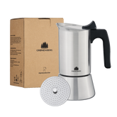 Espressokocher Induktion 4 oder 6 Tassen (200-300 ml) + Reduziersieb | Edelstahl