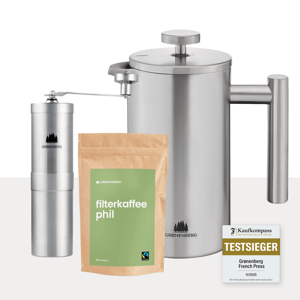 Spar Set #3: Bio Kaffeebohnen (250g) + Kaffeemühle + French Press
