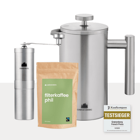 Spar Set #3: Bio Kaffeebohnen (250g) + Kaffeemühle + French Press