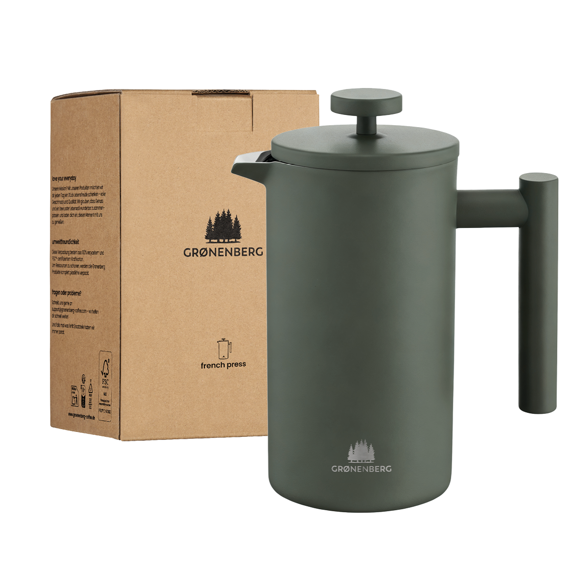 Edelstahl French Press Forest 0,6 oder 1 Liter inkl. Ersatz-Filter