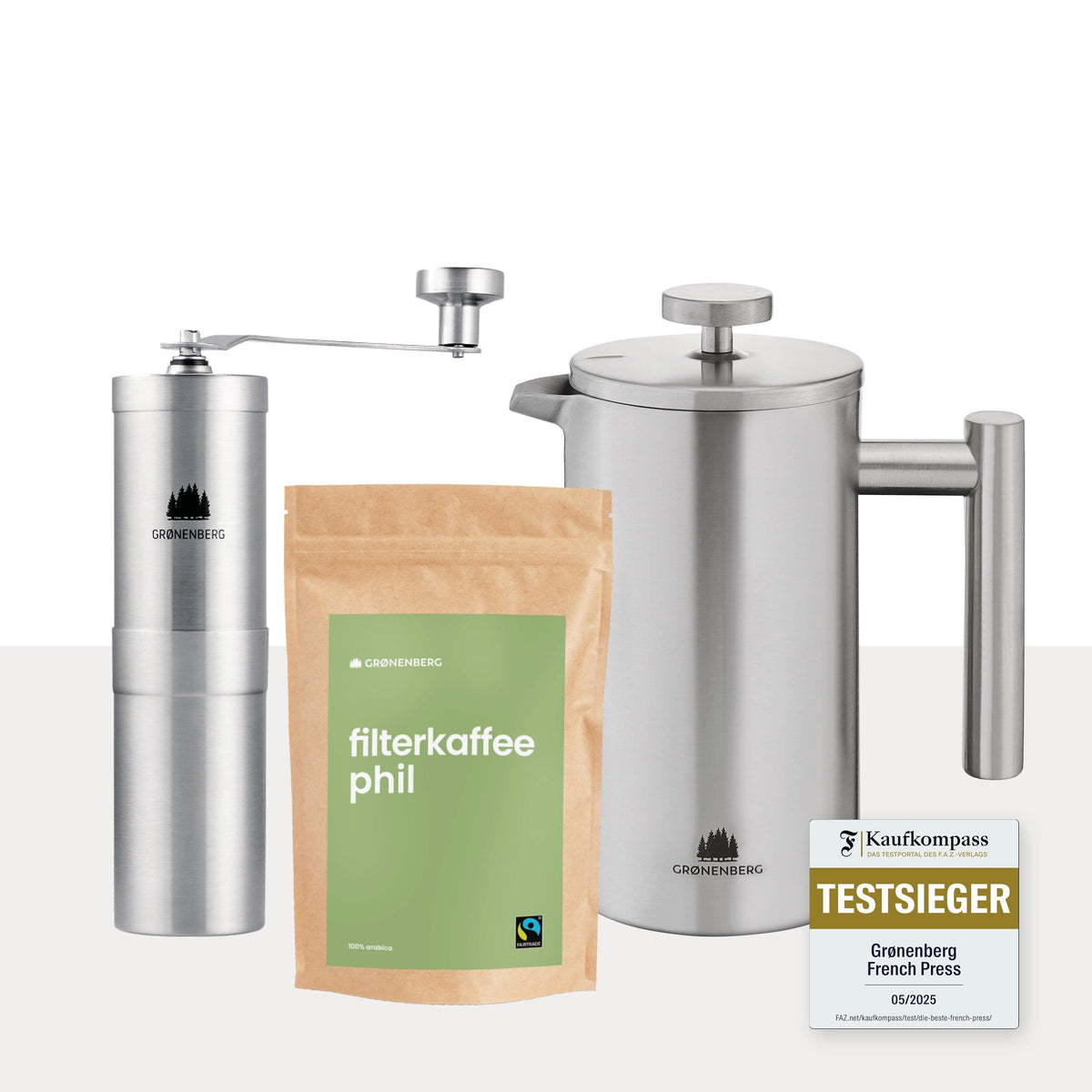Spar Set #3: Bio Kaffeebohnen (250g) + Kaffeemühle + French Press