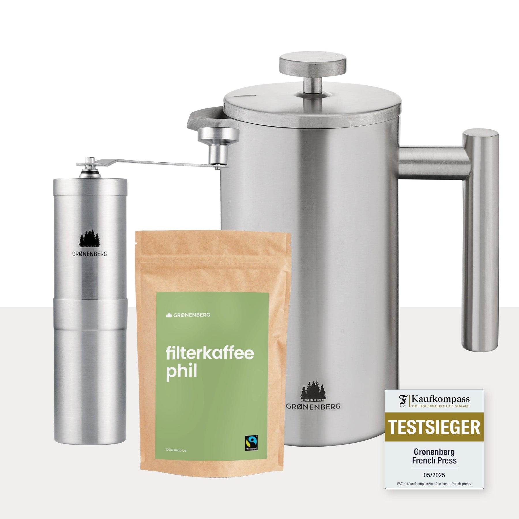 Spar Set #3: Bio Kaffeebohnen (250g) + Kaffeemühle + French Press