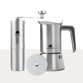 Spar Set #2: Kaffeemühle + Espressokocher inkl. Reduziersieb (2 Größen)