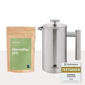 Spar Set #5: Bio Kaffee 250g (Pulver) + French Press (2 Größen)