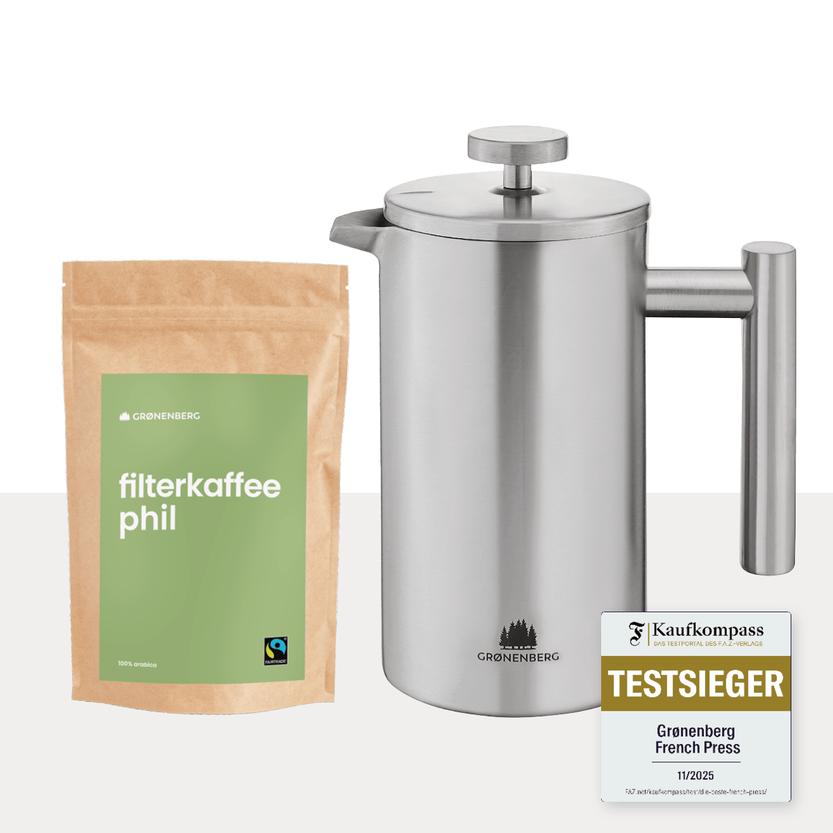 Spar Set #5: Bio Kaffee 250g (Pulver) + French Press (2 Größen)