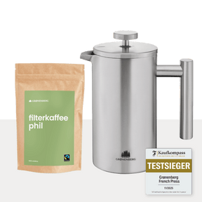 Spar Set #5: Bio Kaffee 250g (Pulver) + French Press (2 Größen)