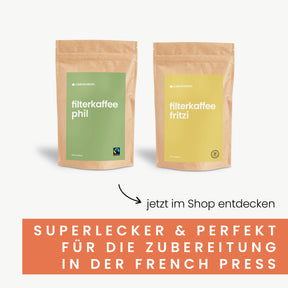Second Chance Edelstahl French Press Earth 0,6 oder 1 Liter inkl. Ersatz-Filter