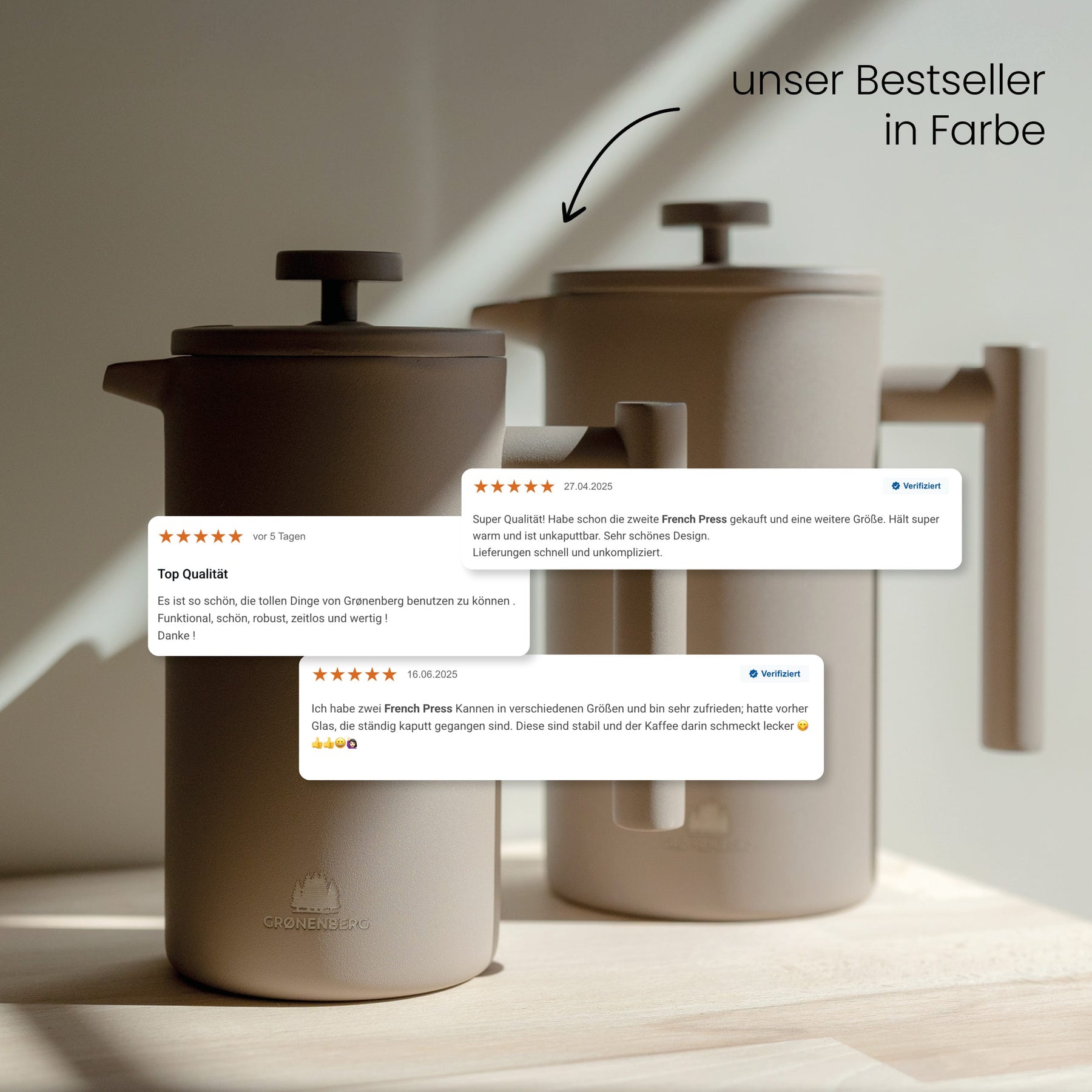 Edelstahl French Press Earth 0,6 oder 1 Liter inkl. Ersatz-Filter