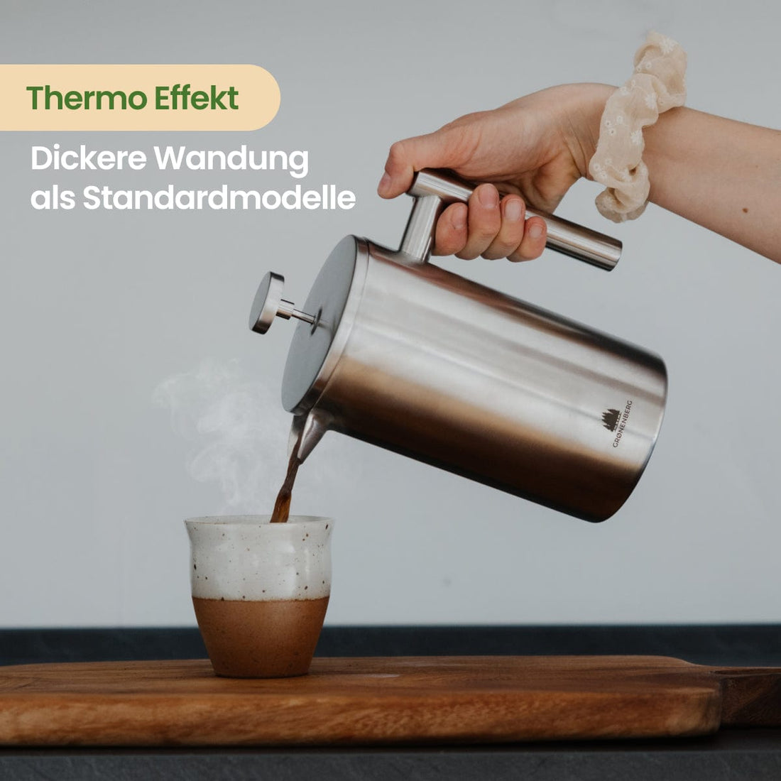 French Press Edelstahl mit Thermo Effekt 0,35 bis 1 Liter