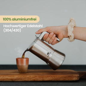 Espressokocher Edelstahl 4 oder 6 Tassen (200-300ml) | Induktion