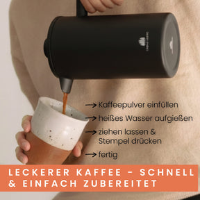Edelstahl French Press Black 0,6 oder 1 Liter inkl. Ersatz-Filter