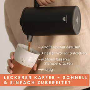 Edelstahl French Press Black 0,6 oder 1 Liter inkl. Ersatz-Filter