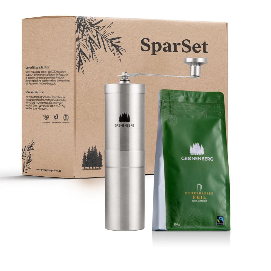Spar Set 7: Kaffeemühle + Bio Filter-Kaffeebohnen