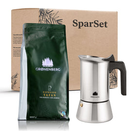Spar Set 2: Bio Espresso (Bohnen/Pulver) + Espressokocher (3 Größen)