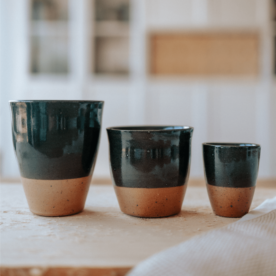 Große Kaffeetasse Waldgrün | Kaffeebecher Keramik